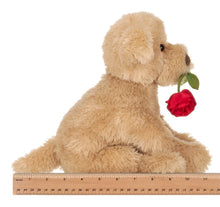 Load image into Gallery viewer, Bearington Conner Cuddlesmore Valentines Plush Stuffed Animal Puppy Dog with Rose
