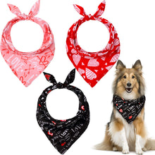 Load image into Gallery viewer, 3 Pieces Valentine Dog Bandana Scarf