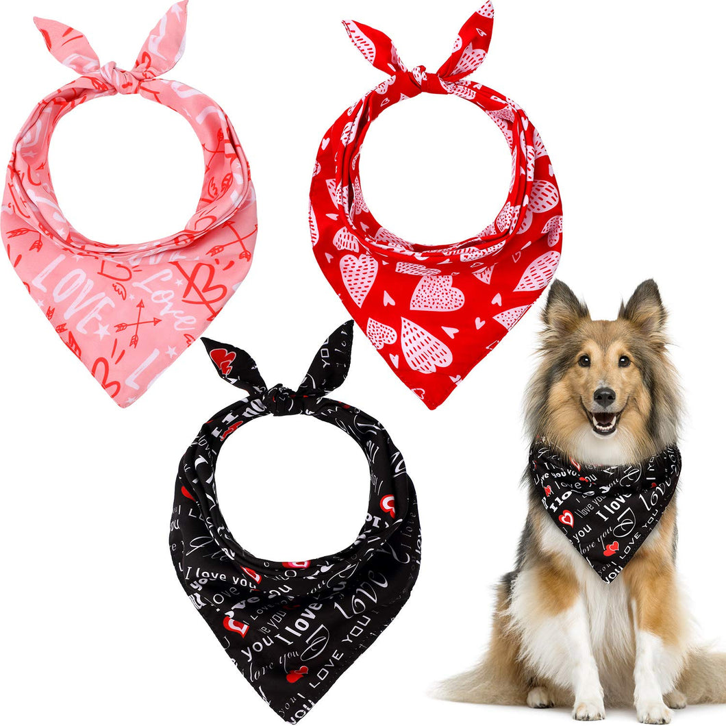 3 Pieces Valentine Dog Bandana Scarf